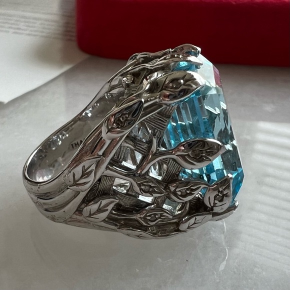 Rare Vintage Glam Jennifer Cary 925 Silver Blue Topaz w/small Diamonds Ring - Picture 15 of 15